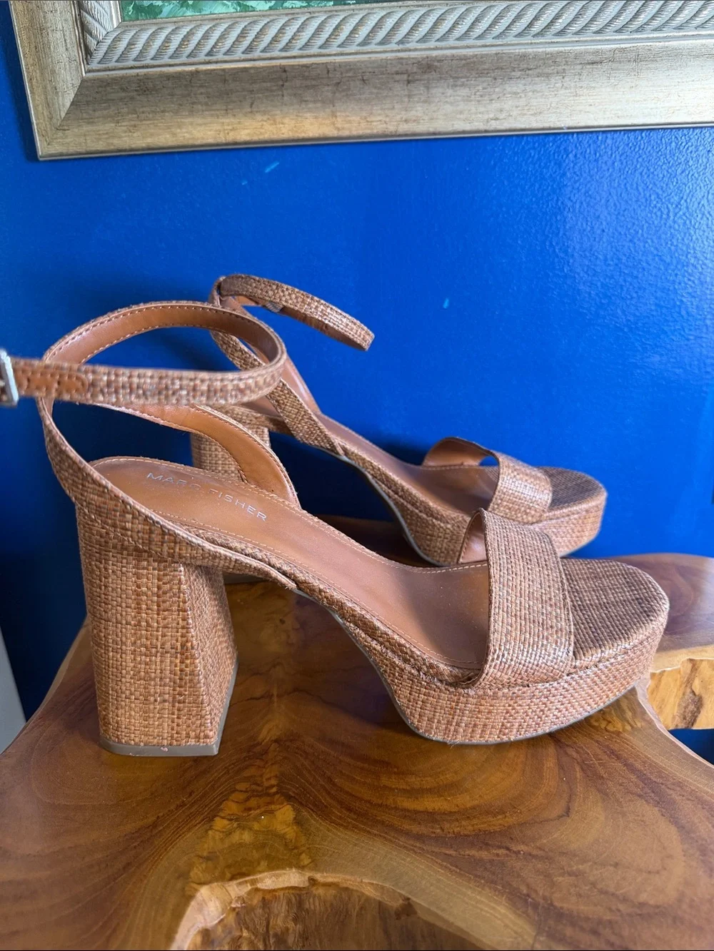 Women’s Marc Fisher Sadel Woven Platform Ankle-Strap Heeled Sandals - Size 10